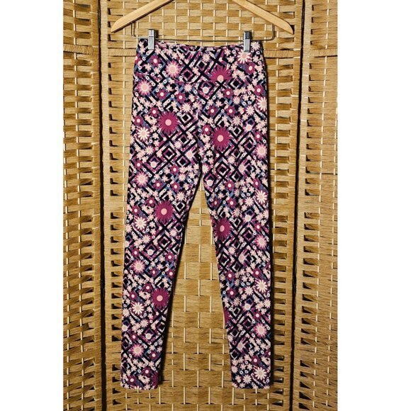 LuLaroe Floral Leggings Purple Pink OS - Picture 2 of 3